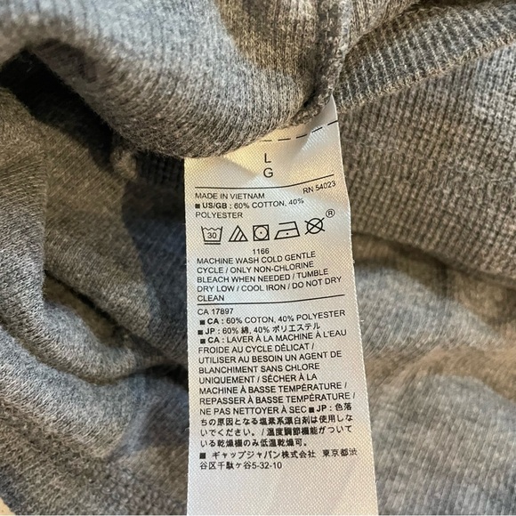 Banana Republic Gray Long Sleeve Crewneck 1/4 Metal Button Up Men’s Large Casual - Picture 7 of 8